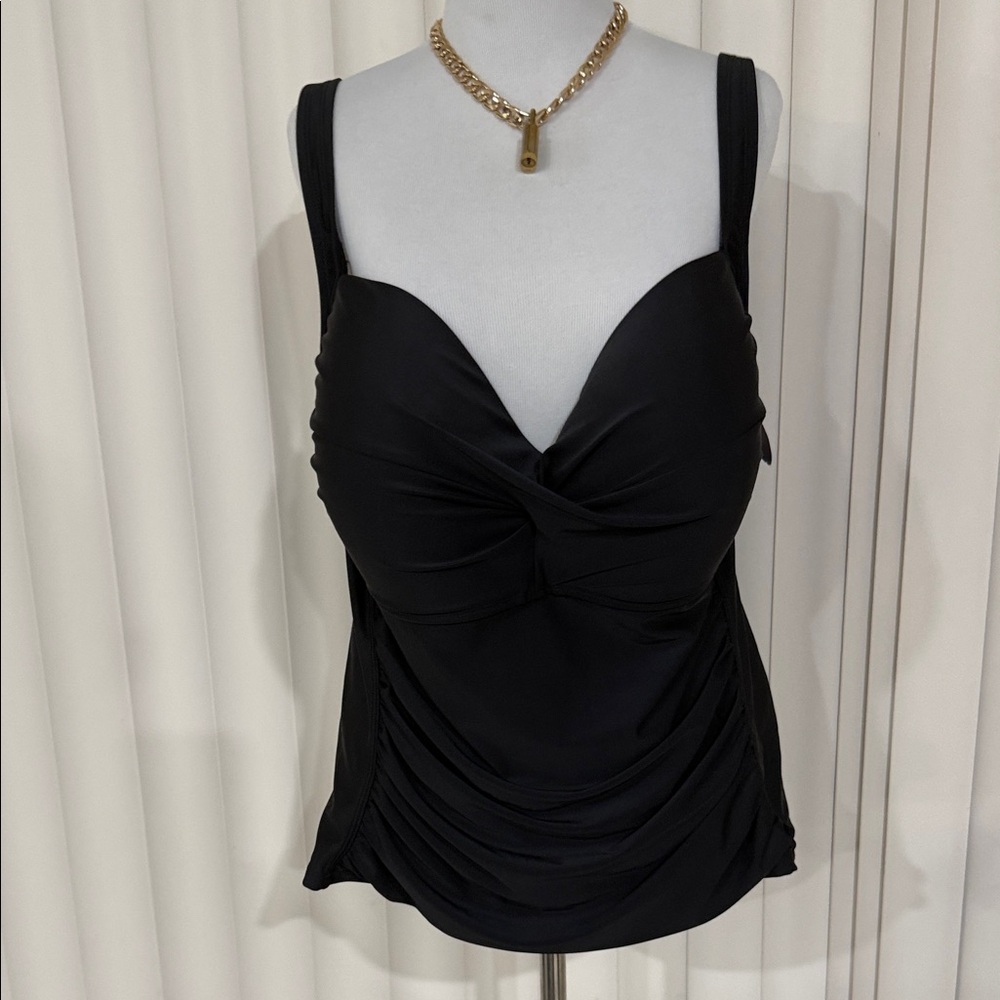 Liz Claiborne  Black Women's Twist-Front Swim Tank Top NWT Size 22W